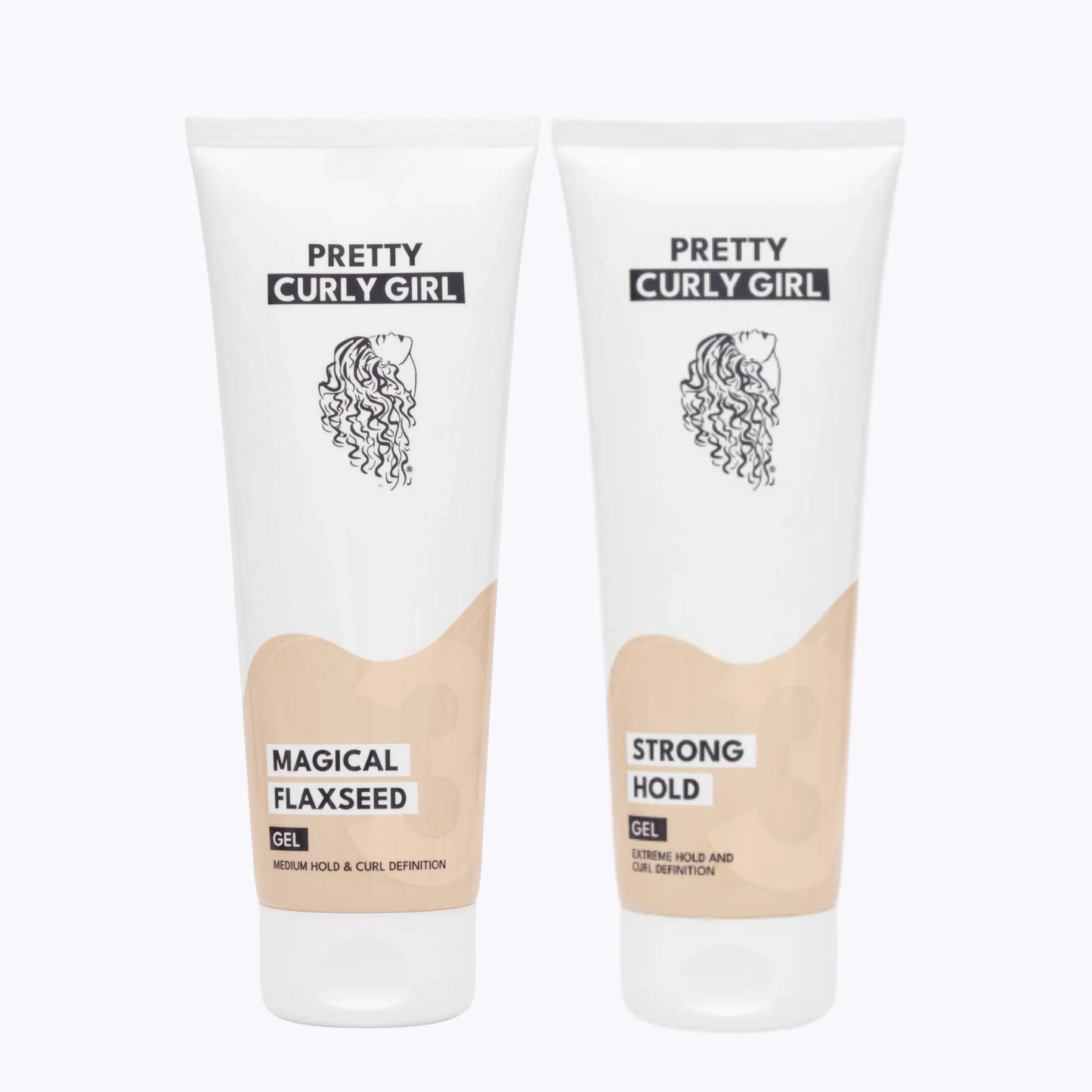 Pretty Curly Girl Strong Hold Set dat bestaat uit de Pretty Curly Girl flaxseed gel en Strong Hold gel