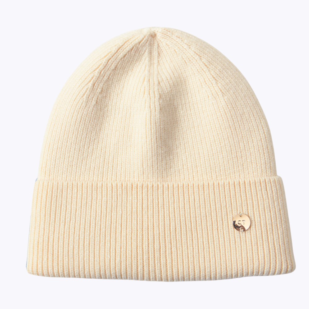 Mit Satin gefütterter Hut Beige