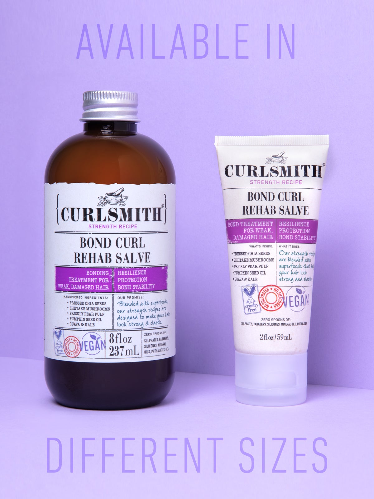 Bond curl van Curlsmith in een full size en travel size vooraanzijde