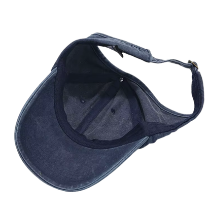 Backless Curly Cap - Washed Blue