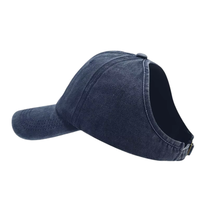 Backless Curly Cap - Washed Blue