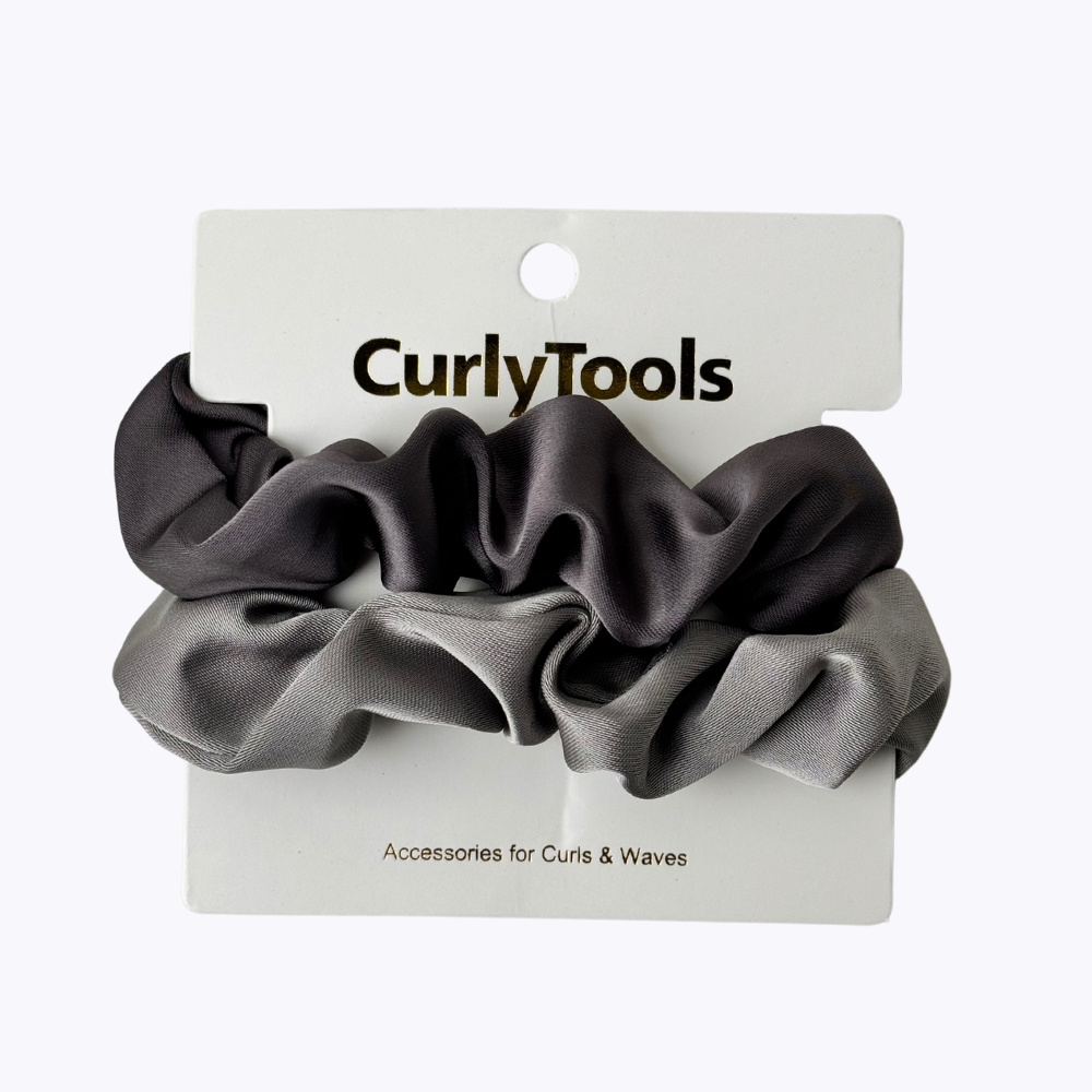 Gray Satin Scrunchies