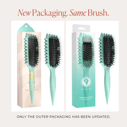 Voorbeeld van de nieuwe en oude verpakking van de Bounce Curl Brush