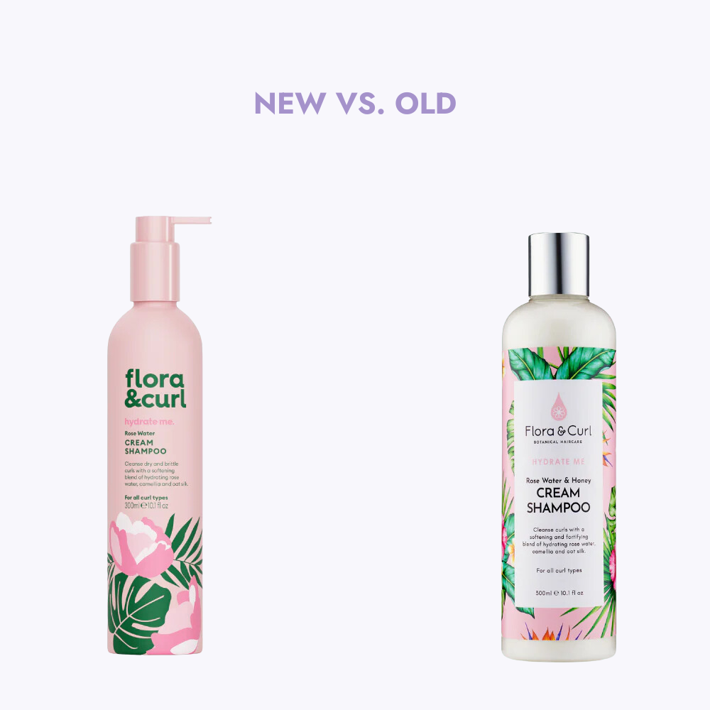 Flora and Curl Rose Water & Honey Cream Shampoo flora curl oud en nieuwe verpakking